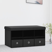 vidaXL Hopfällbar förvaringsbänk svart 76x38x38 cm konstlinne
