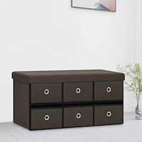 vidaXL Hopfällbar förvaringsbänk mörkbrun 76x38x38 cm konstlinne