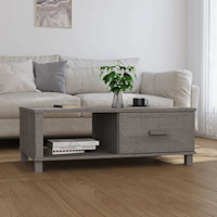 vidaXL Soffbord HAMAR ljusgrå 100x55x35 cm massiv furu