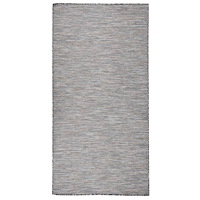 vidaXL Utomhusmatta plattvävd 100x200 brun och blå