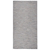 vidaXL Utomhusmatta plattvävd 100x200 brun och blå