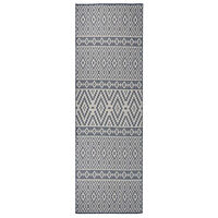 vidaXL Utomhusmatta plattvävd 80x250 cm blå ränder