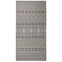 vidaXL Utomhusmatta plattvävd 100x200 svarta ränder