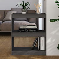 vidaXL Bokhylla/Rumsavdelare grå 60x30x71,5 cm massiv furu