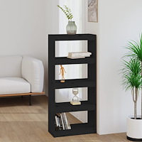 vidaXL Bokhylla/Rumsavdelare svart 60x30x135,5 cm massiv furu