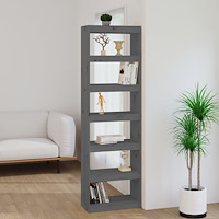 vidaXL Bokhylla/Rumsavdelare grå 60x30x199,5 cm massiv furu