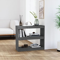 vidaXL Bokhylla/Rumsavdelare grå 80x30x71,5 cm massiv furu
