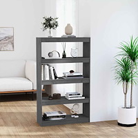vidaXL Bokhylla/Rumsavdelare grå 80x30x135,5 cm massiv furu