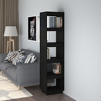 vidaXL Bokhylla/Rumsavdelare svart 40x35x167 cm massiv furu