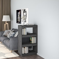 vidaXL Bokhylla/Rumsavdelare grå 60x35x103 cm massiv furu