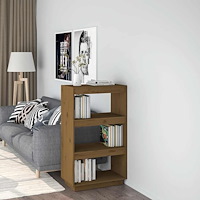 vidaXL Bokhylla/Rumsavdelare honungsbrun 60x35x103 cm massiv furu