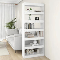 vidaXL Bokhylla/rumsavdelare vit 80x30x198 cm konstruerat trä