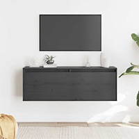 vidaXL Väggskåp grå 100x30x35 cm massiv furu