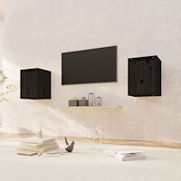 vidaXL Väggskåp 2 st svart 30x30x40 cm massiv furu