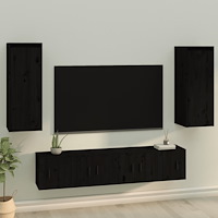 vidaXL Väggskåp 2 st svart 30x30x80 cm massiv furu