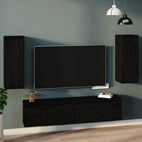 vidaXL Väggskåp 2 st svart 30x30x80 cm massiv furu