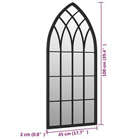 vidaXL Trädgårdsspegel svart 100x45 cm järn för utomhusbruk