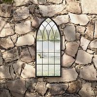 vidaXL Trädgårdsspegel svart 70x30 cm järn för utomhusbruk