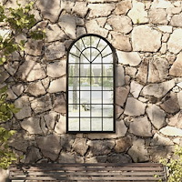 vidaXL Trädgårdsspegel svart 90x45 cm järn för utomhusbruk