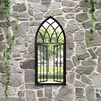 vidaXL Trädgårdsspegel svart 100x45 cm järn för utomhusbruk