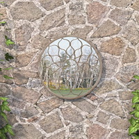 vidaXL Trädgårdsspegel sandfärgad 60x3 cm rund järn för utomhusbruk