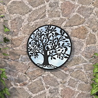 vidaXL Trädgårdsspegel svart 40x2,5 cm rund järn för utomhusbruk