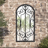 vidaXL Trädgårdsspegel svart 70x30 cm järn för utomhusbruk