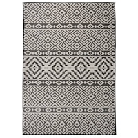 vidaXL Utomhusmatta plattvävd 140x200 cm svarta ränder