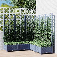 vidaXL Odlingslåda med spaljé blågrå 120x120x121,5 cm PP