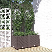 vidaXL Odlingslåda med spaljé brun 80x40x136 cm PP