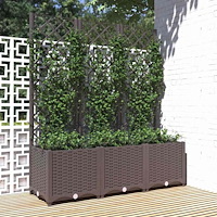 vidaXL Trädgårdskruka med spaljé brun 120x40x136 cm PP