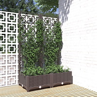 vidaXL Odlingslåda med spaljé brun 80x40x121,5 cm PP