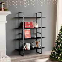 vidaXL Bokhylla 4 hyllplan svart 100x30x140 cm massiv furu