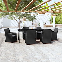 vidaXL Matgrupp för trädgården med dynor 7 delar svart