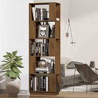 vidaXL Bokhylla/Rumsavdelare honungsbrun 51x25x163,5 cm massivt trä