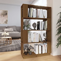 vidaXL Bokhylla/Rumsavdelare honungsbrun 80x25x132 cm massiv furu