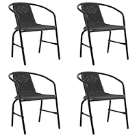 vidaXL Trädgårdsstolar 4 st plastrotting och stål 110 kg