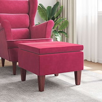 vidaXL Fotpall med träben vinröd sammet