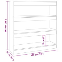 vidaXL Bokhylla/Rumsavdelare sonoma-ek 100x30x103 cm