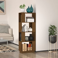 vidaXL Bokhylla/Rumsavdelare honungsbrun 51x25x132 cm massiv furu