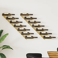 vidaXL Väggmonterat vinställ för 7 flaskor 2 st guld metall