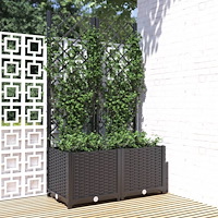 vidaXL Trädgårdskruka med spaljé svart 80x40x136 cm PP