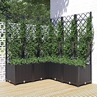 vidaXL Odlingslåda med spaljé svart 120x120x136 cm PP
