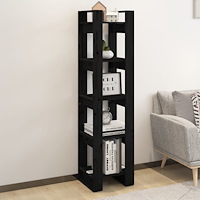 vidaXL Bokhylla/Rumsavdelare svart 41x35x160 cm massiv furu