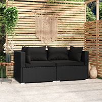 vidaXL Tvåsitssoffa med dynor konstrotting svart