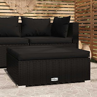 vidaXL Fotpall med dyna konstrotting svart 70x70x30 cm