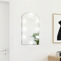 vidaXL Spegel med LED-lampor 70x40 cm glas valvformad (335864+326088)