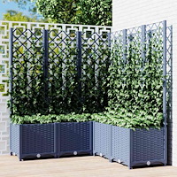 vidaXL Odlingslåda med spaljé blågrå 120x120x136 cm PP