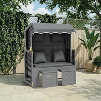 vidaXL Strandkorg med dyna konstrotting och massivt trä antracit&svart