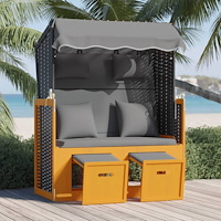 vidaXL Strandkorg med dyna konstrottning massivt trä svart & antracit